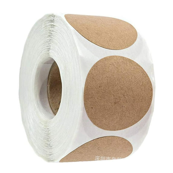 roll Label Price Stickers Target Paster Garage Stickers round Kraft Stickers Permanent Adhesive Dots Writable Paper Labels 500Pcs