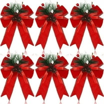 rollback 6 Pcs Christmas Bows Buffalo Plaid Bow Checkered Ribbon Bow With Christmas Tree Decoration Bows For Christmas Parties Christmas Trees Indoor Crafts(Red)