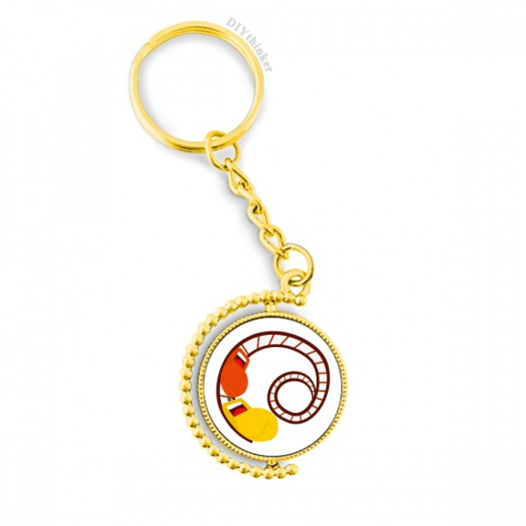 roller coaster amusement park illustration metal connector key chain  accessory en keyholder