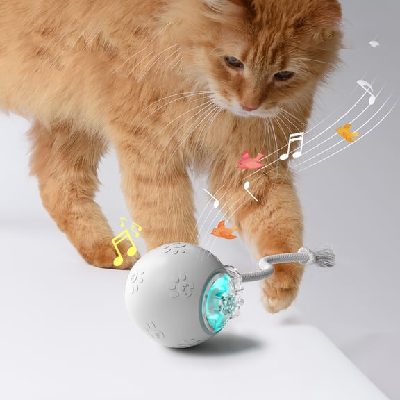 It rolls randomly and comes with a tail and bird chirping sounds to attract cats to play.Suitable for: chinchillas, hamsters, domestic cats and other pets.