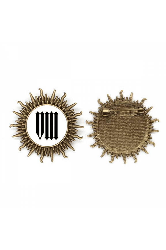 roman numerals eight in black Metall Sonne Brosche Haken Pin
