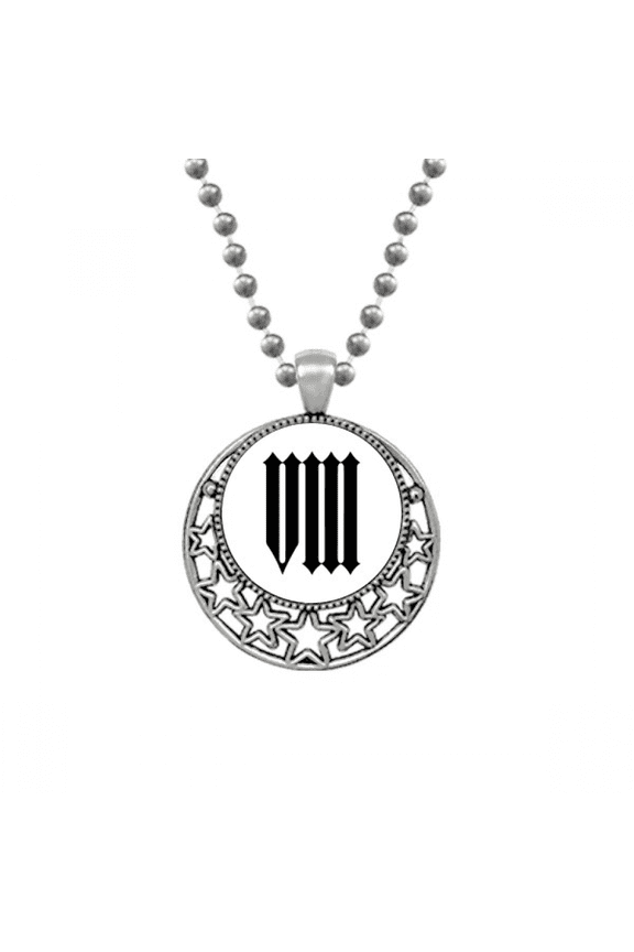 roman numerals eight in black necklaces pendant retro moon stars jewelry