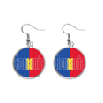 thumbnail image 1 of romania country flag name ear dangle silver drop ear jewelry woman, 1 of 4
