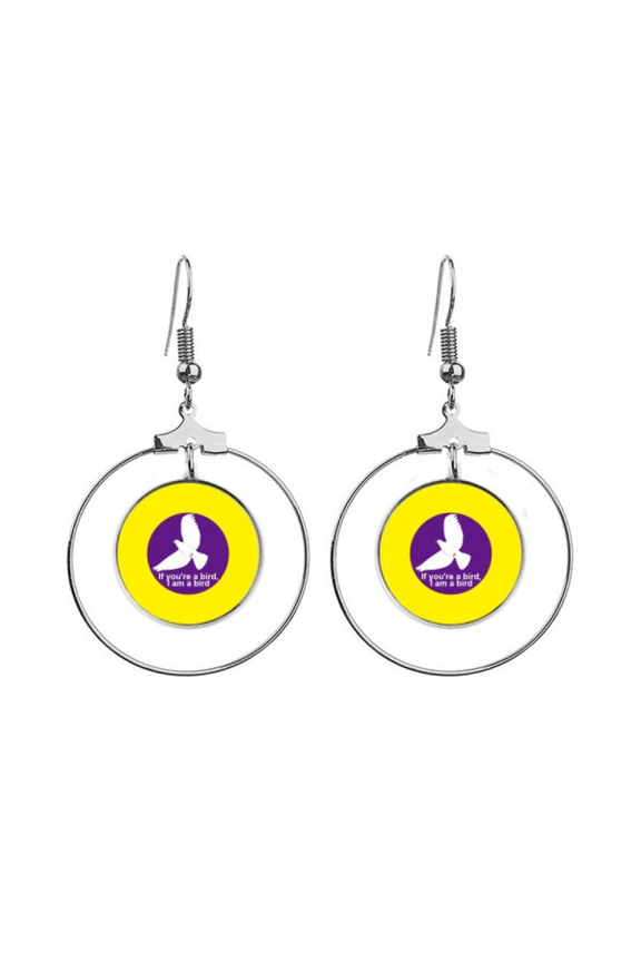 romantic film classical words birds earrings dangle hoop jewelry drop circle