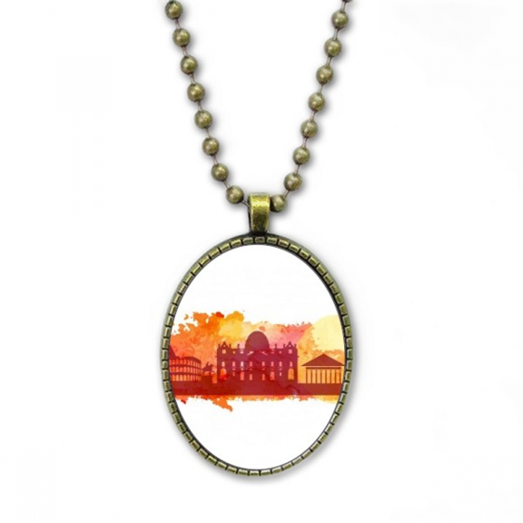 rome italy yellow watercolor necklace vintage chain bead pendant jewelry collection