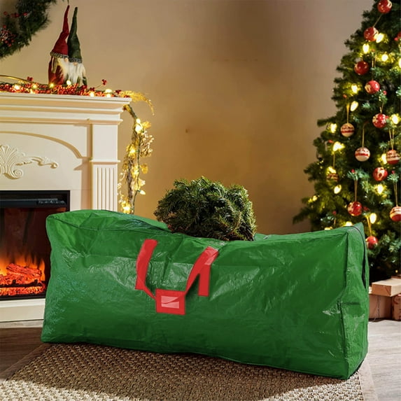 romoty 48x15x20 Inch Christmas Tree Storage Bag, Waterproof Dustproof Nylon/Spandex Organizer (Red/Green)