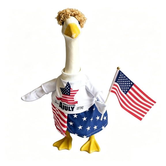 romoty 4th of July Porch Goose Outfit, Stars and Stripes Lawn Goose Clothes for 23 Inch Large Goose, Independence Day Patriotic Decoration for Backyard BBQ & Patio Display