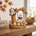 thumbnail image 1 of romoty Halloween Wooden Ghost Swing Decor, Reading Ghost on Tree Swing 5.91 Inch Floral Tabletop Statue Figurine for Fireplace Mantel, 1 of 8