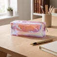 thumbnail image 1 of romoty Holographic Clear Pencil Case, Orange Iridescent Zipper Stationery Pouch Portable Cosmetic Makeup Bag for Desk Office Adults, 1 of 7