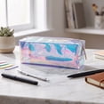 thumbnail image 1 of romoty Holographic Clear Pencil Case, Purple Iridescent Zipper Stationery Pouch Portable Cosmetic Makeup Bag for Desk Office Adults, 1 of 5