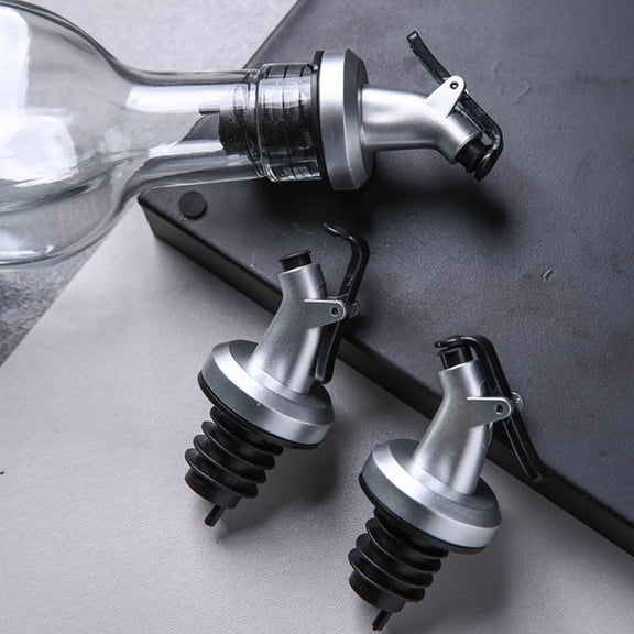 romoty Leak-Proof Oil Bottle Pourer Spout, 3.35" One-Handed Dispenser with Silicone Plug for Olive Oil, Vinegar, Soy Sauce & Liquor Bottles