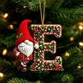 thumbnail image 1 of romoty Personalized Christmas Letter E Ornaments, Cute Gnome Kitten Initial Pendants, 2D Flat Acrylic Monogram Tree Car Mirror Decor, 1 of 6