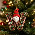thumbnail image 1 of romoty Personalized Christmas Letter Ornaments, Cute Gnome Kitten Initial Pendants, 2D Flat Acrylic Monogram Tree Car Mirror Decor, 1 of 6