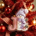 thumbnail image 1 of romoty Personalized Christmas Letter Ornaments, Cute Purple Snowman Initial Pendants, 2D Flat Acrylic Monogram Tree Car Mirror Decor, 1 of 7