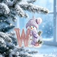 thumbnail image 1 of romoty Personalized Christmas Letter Ornaments, Cute Purple Snowman Initial Pendants, 2D Flat Acrylic Monogram Tree Car Mirror Decor, 1 of 7