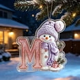 thumbnail image 1 of romoty Personalized Christmas Letter Ornaments, Cute Purple Snowman Initial Pendants, 2D Flat Acrylic Monogram Tree Car Mirror Decor, 1 of 7