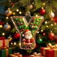 thumbnail image 1 of romoty Personalized Initial Christmas Tree Letter Ornaments, Pine Needle Santa Claus Pendants, 2D Flat Acrylic Monogram Xmas Decor, 1 of 6
