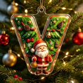 thumbnail image 1 of romoty Personalized Initial Christmas Tree Letter Ornaments, Pine Needle Santa Claus Pendants, 2D Flat Acrylic Monogram Xmas Decor, 1 of 6