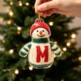 thumbnail image 1 of romoty Personalized Letter M Snowman Christmas Ornament, 3.15 in Acrylic Monogram Initial Knit Snowman Pendant with Cord for Xmas Tree Wreath Mantel Decor Kids Stocking Stuffer Gift, 1 of 7