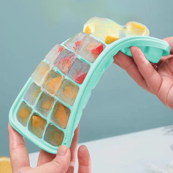 romoty Premium Food-Grade Plastic Ice Cube Tray with Lid, 24-Cavity Flexible Square Ice Cube Maker Mold, Reusable Easy-Release Stackable Ice Tray for Whiskey, Cocktails, Iced Coffee and Meal Prep