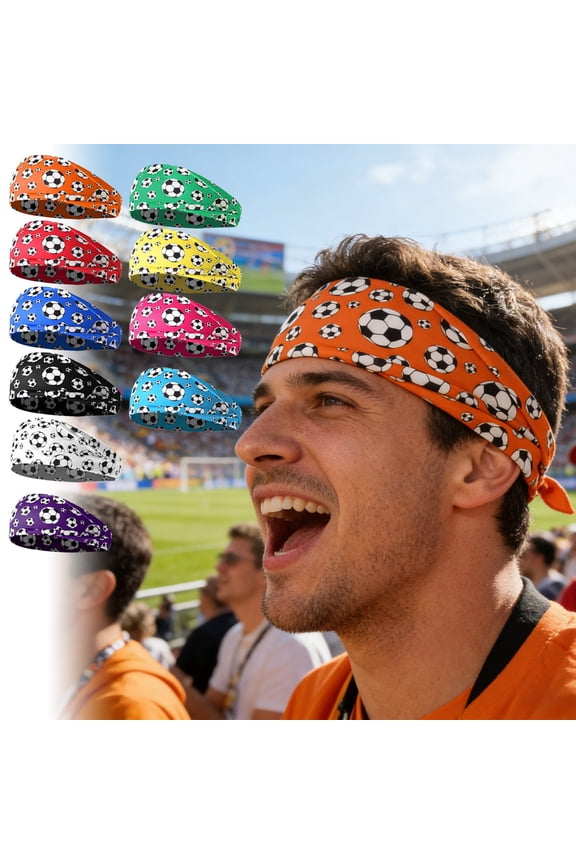 Reusable Soccer Headband 8.8" x 3.5", Stretchy Sports Sweatband for 2026 Global Soccer Celebration, Boys Birthday Party Supplies & Fan Gear