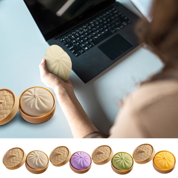 romoty Squishying Stress Balls Fidgets 5.1 Inch Large Steamed Stuffed Dumpling Bun Squeezeball for Anxiety Relief Focus Autisms Birthday Party Christmas Gifts
