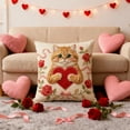thumbnail image 1 of romoty Valentine's Day Cat and Heart Pillowcase 17.71" x 17.71" Decorative Cushion Cover Linen Look Throw Pillow Shell Festive Decoration for Sofa Bed and Anniversary Gift Single Piece, 1 of 7