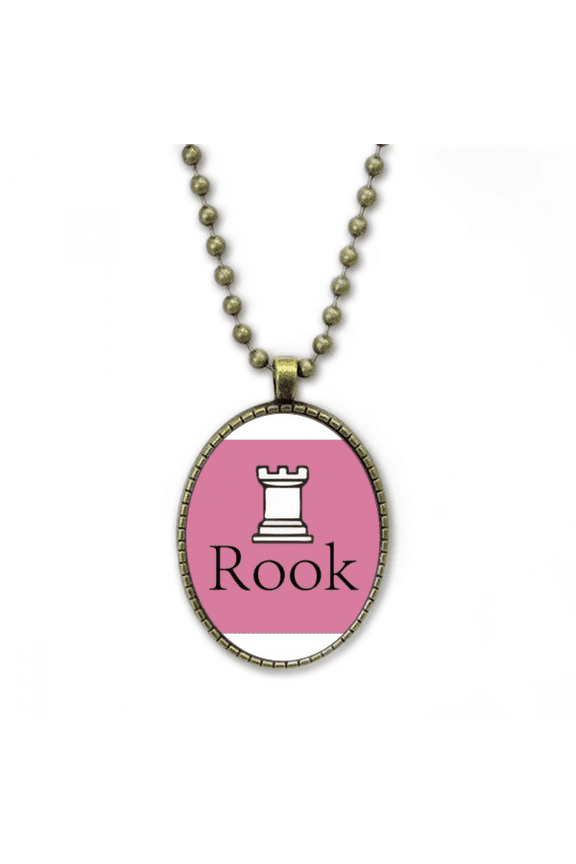 rook white word chess game necklace vintage chain bead pendant jewelry collection
