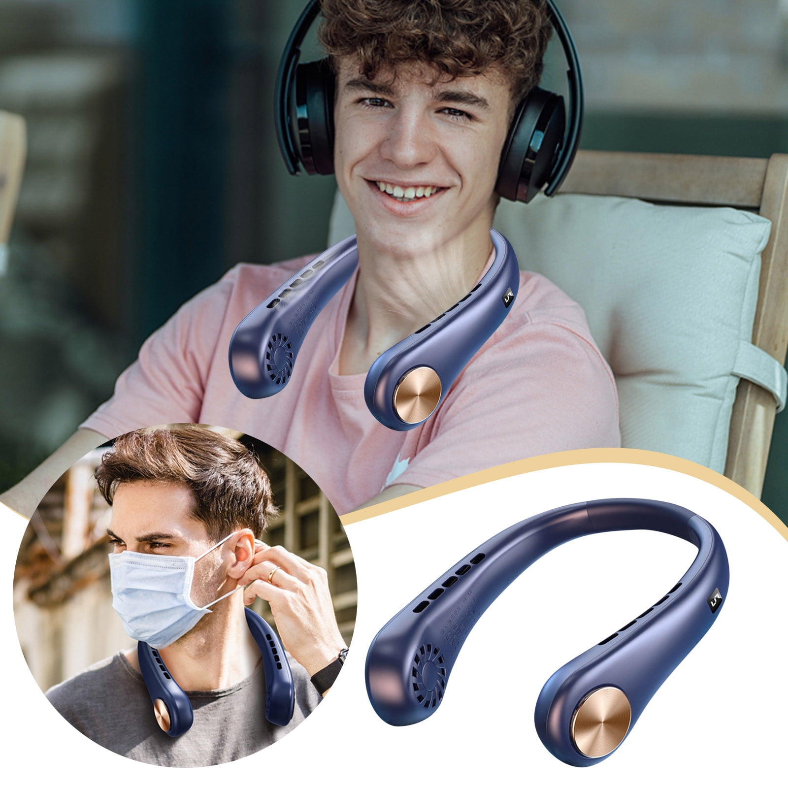 room fan Quiet Terrace NeckFan Portable Rechargeable Hands Bladeless