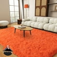 thumbnail image 1 of room rug 6x9ft Area Rugs for Living Room, Large Fluffy Black Rugs for Bedroom, Soft Carpet Shag Kids Room Rug, Non-Slip Stickers Rugs Indoor Orange, 1 of 9