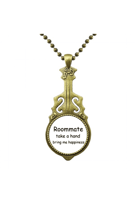 roommate take a hand b me happiness necklace antique guitar jewelry music pendant