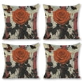 thumbnail image 1 of rose butterflies fencelinen throw pillowcase decoration pillowcase gifting preferred 20x20 inch cushion cover 4 sets sofa pillowcase sofa bedroom living room car, 1 of 8