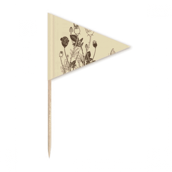 rose flower Toothpick Triangle Cupcake Toppers Flag