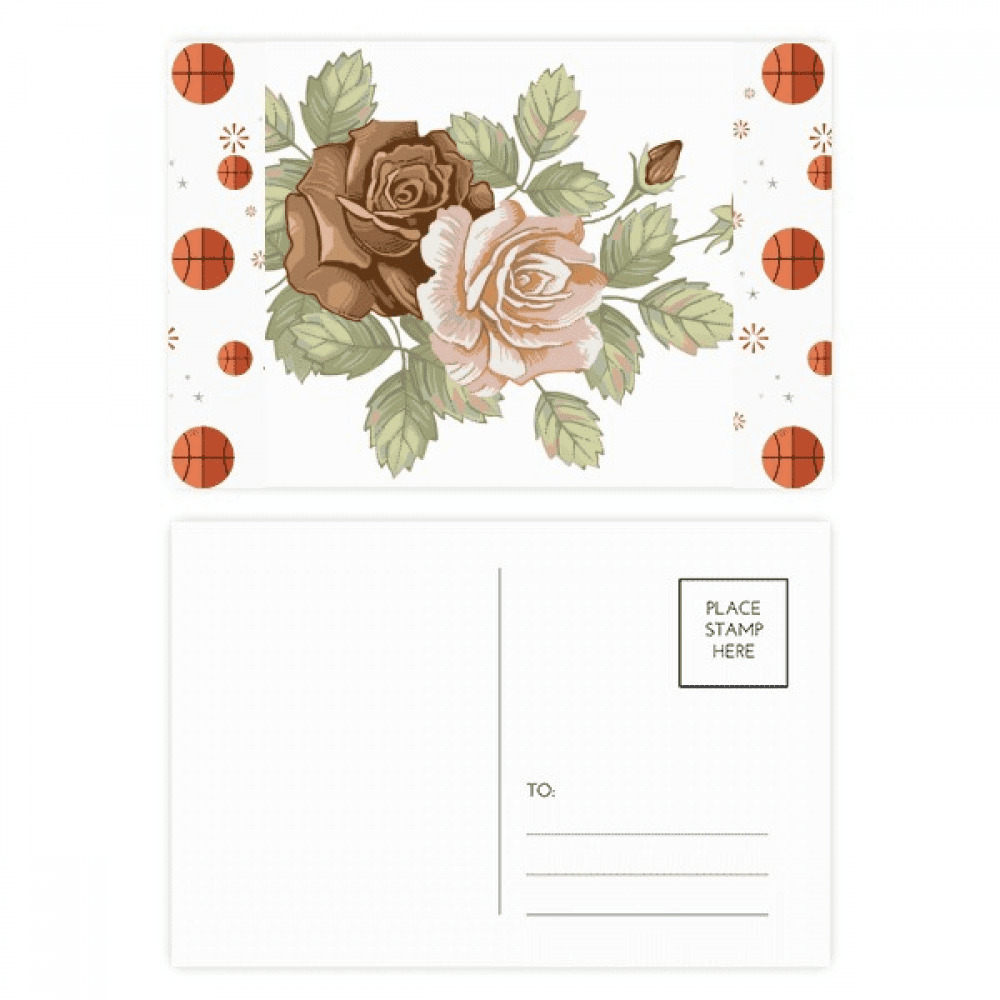 rose flowers  drawing white roses basketball postcard set thanks card mailing side 20pcs