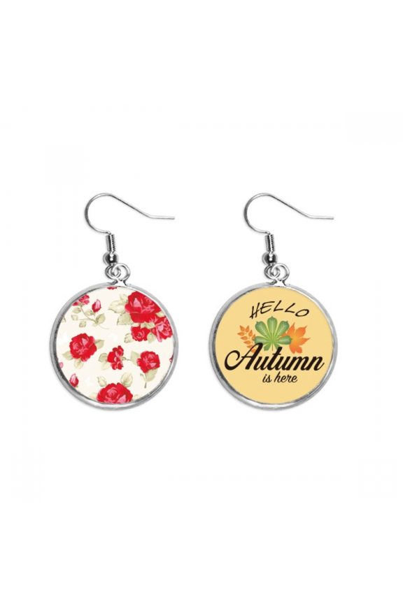 rose red drawing art earring dangle autumn earring jewelry