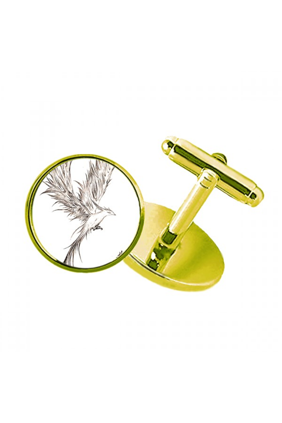 rosefinch sketch fuying painting bird fushicho studded business metal cufflinks en