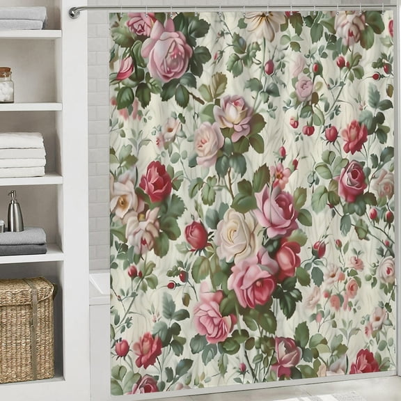 roses beautiful pattern printed shower curtain Bathroom shower curtain Home Sweet Home Fabric Shower Curtain Bathtub Decor with Hooks