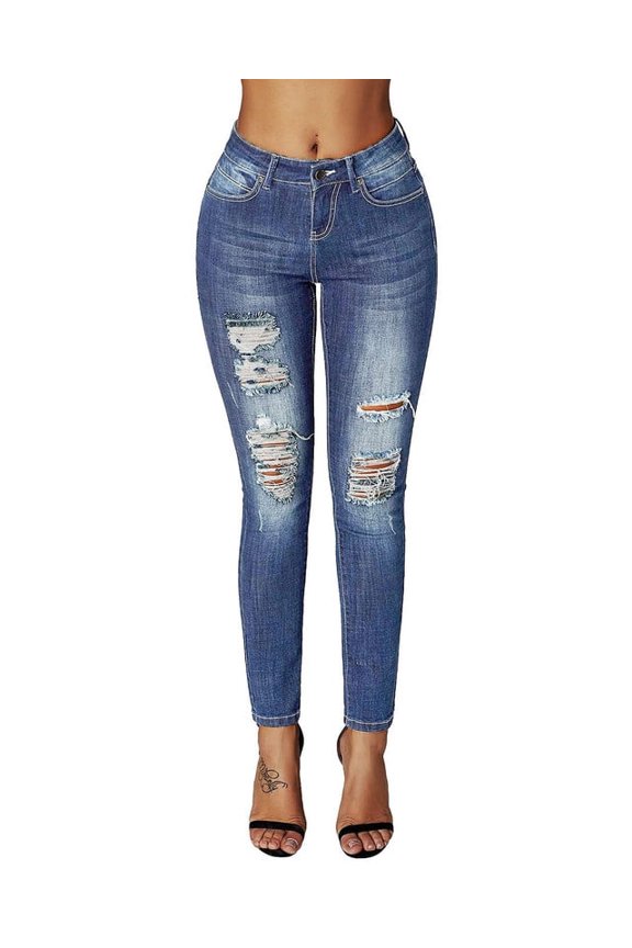 Skinny Jeans for Women Ripped Stretchy, 29.92" Inseam, Size 4-20