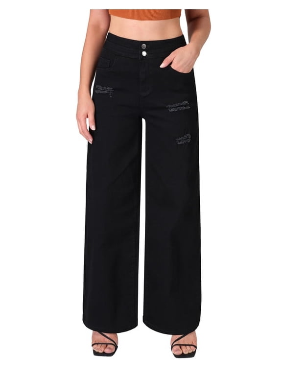 Stretchy Loose Jeans for Women Wide Leg, 29.9" Inseam, Size 4-16
