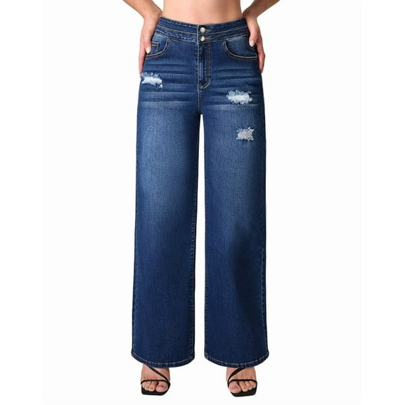 roswear Stretchy Loose Jeans for Women Wide Leg, 29.9" Inseam, Size 4-16