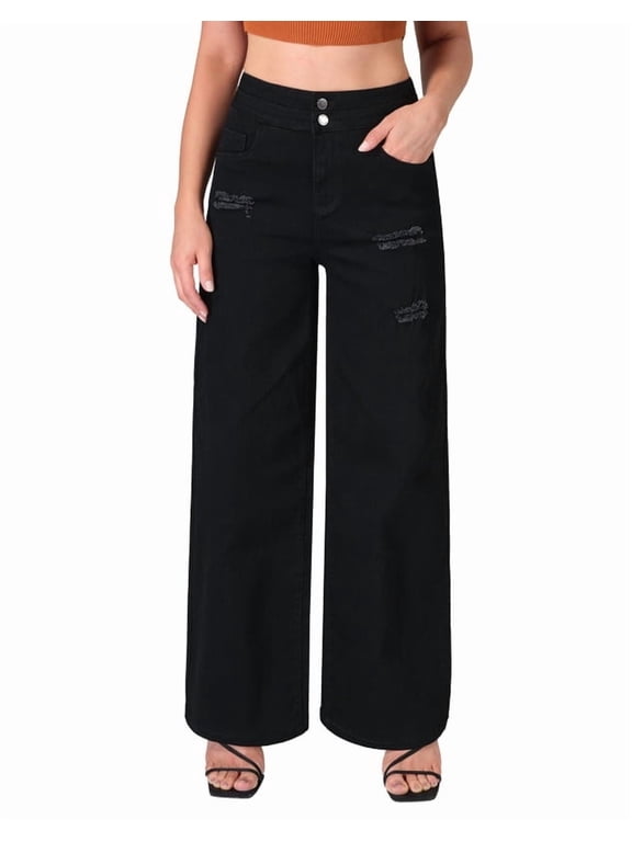 Stretchy Loose Jeans for Women Wide Leg, 30.1" Inseam, Size 4-16