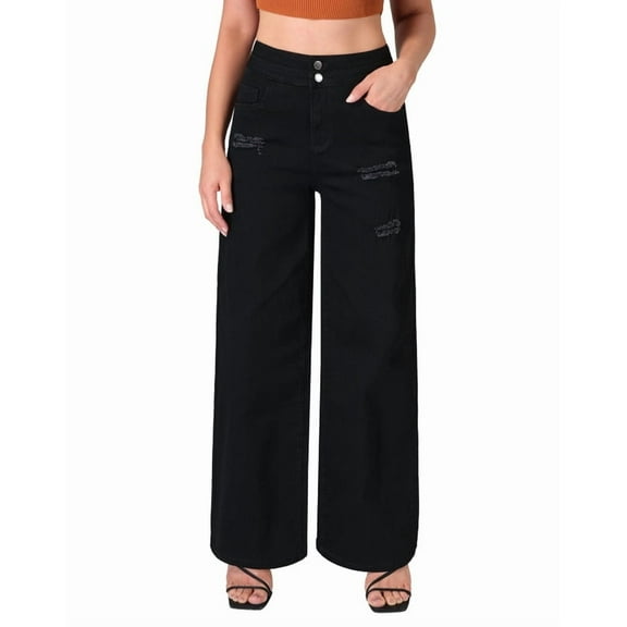 roswear Stretchy Loose Jeans for Women Wide Leg, 30.5" Inseam, Size 4-16