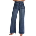 thumbnail image 1 of roswear Wide Leg Jeans Woman High Waist Stretchy, 29.92" Inseam, Size 4-16, 1 of 6