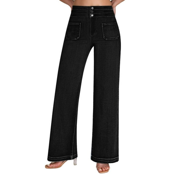 roswear Wide Leg Jeans Woman High Waist Stretchy, 29.92" Inseam, Size 4-16