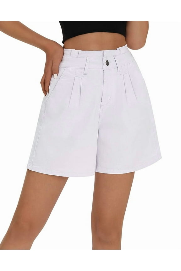 Women’s Baggy Denim Shorts High Waisted Stretchy Wide Leg Jean Shorts