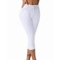 thumbnail image 1 of roswear Women's Capri Petite Jeans High Waisted Pull on Stretchy Denim Pants with Drawstring, 1 of 6