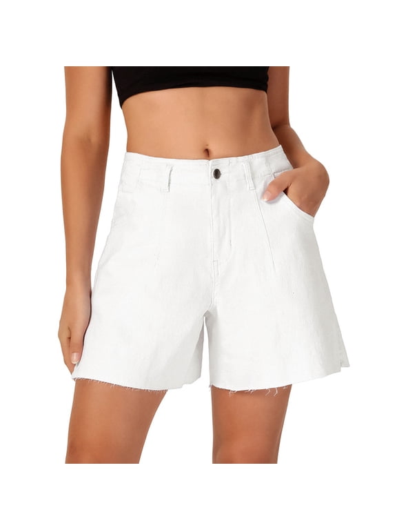 Women's Jean Shorts Stretch Denim Shorts with Slit Hem, Size 8-18