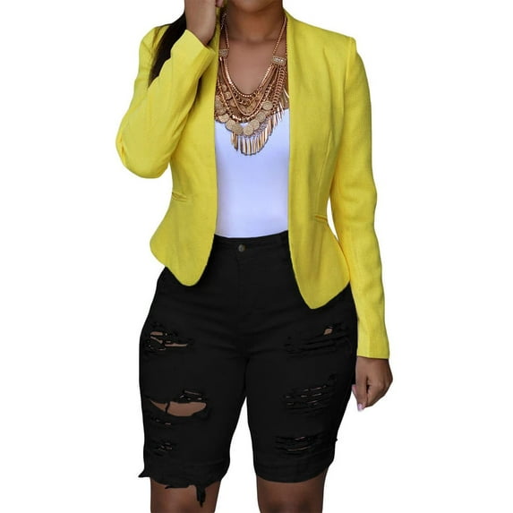 roswear Women's Ripped Denim Mid Rise Stretchy Bermuda Shorts Jeans Black Medium