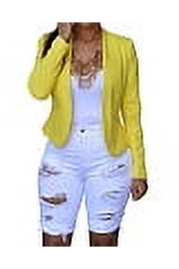 Women's Ripped Denim Mid Rise Stretchy Bermuda Shorts Jeans White Medium