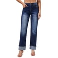 thumbnail image 1 of roswear Women’s Straight Leg Jeans Stretchy, 29.53" Inseam, Size 4-16, 1 of 6